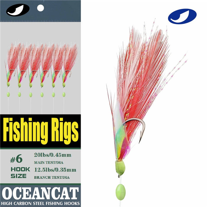 Fishing Rigs Style 6-White & Red