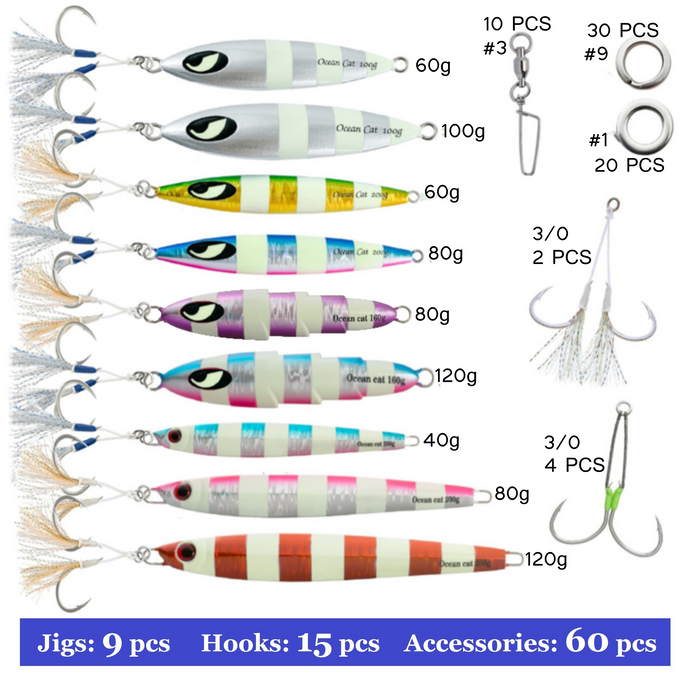 Slow Pitch Jigging Combo - 9 Pcs