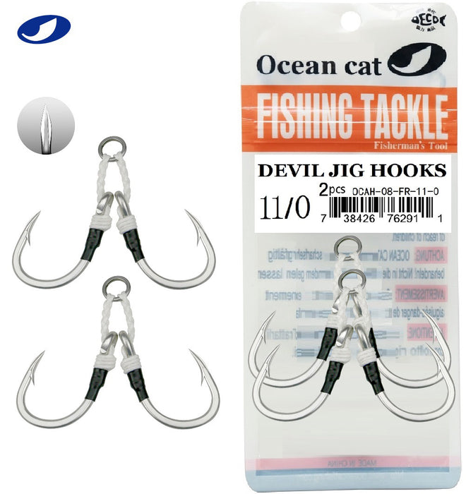 OCEAN CAT 2 Pcs Fishing Assist Circle Hooks Rigged with White Kevlar  Strings, High Carbon Steel Jigging Jigs for Saltwater and Freshwater —  OCEAN CAT Fishing Tackle