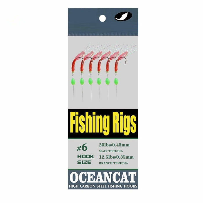 OCEAN CAT Fishing Rigs Rainbow Fish Skin 6 Hooks Saltwater String Hook  Fishing Lure Bait Rig Tackle — OCEAN CAT Fishing Tackle