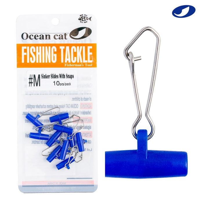 OCEAN CAT Sinker Slides with E Snap Fishing Barrel Swivels Blue Tackle  Accessories Saltwater Snaps Size S/M/L — OCEAN CAT Fishing Tackle