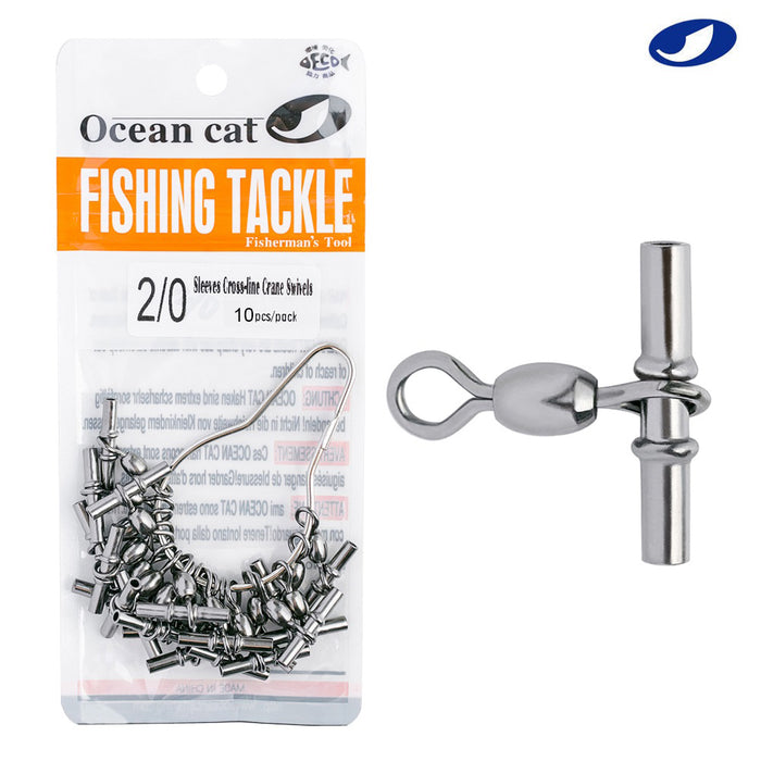 OCEAN CAT Fishing Sleeves Cross-line Crane Swivel 3 Way T-Shape Fishing  Swivel Crimp Swivel Tackle Connector Size 2/0,1/0,1#,2# — OCEAN CAT Fishing  Tackle