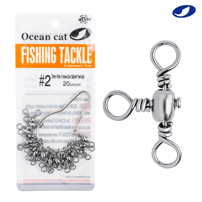fish cat 13 accessories OCEAN CAT Three Way Rolling Barrel Swivels Solid Rig Ring Fishing Line Connector — OCEAN CAT Fishing Tackle