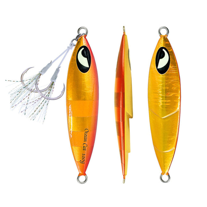 OCEAN CAT Slow Pitch Jigging Fishing Lures, Glow Jigs Kit for Saltwater  Fishing with Assist Slow Pitch Jig Hook Flat Fall Jig Bait