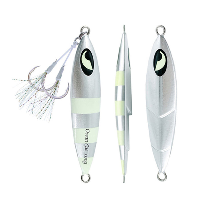 OCEAN CAT 1 pc Speed Fall Pitch Fishing Luers Sinking Vertical Lead Metal  Jigs Jigging Bait with Hook for Saltwater Fishing 160g/200g/250g/300g, Jigs