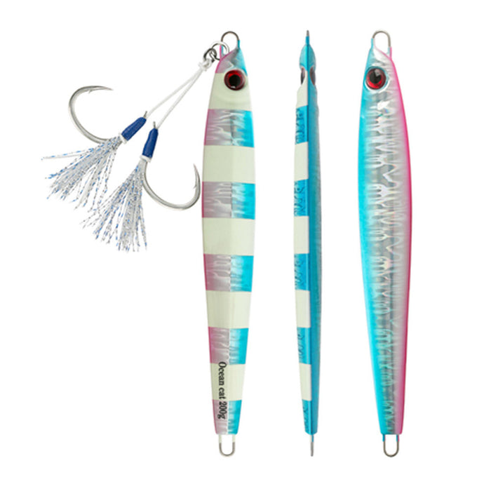 cat fishing lures OCEAN CAT 1 PC Slow Fall Pitch Fishing Lures Sinking Lead Metal Flat Jigs Jigging Baits with Hook for Saltwater Fishing Lures — OCEAN CAT Fishing Tackle
