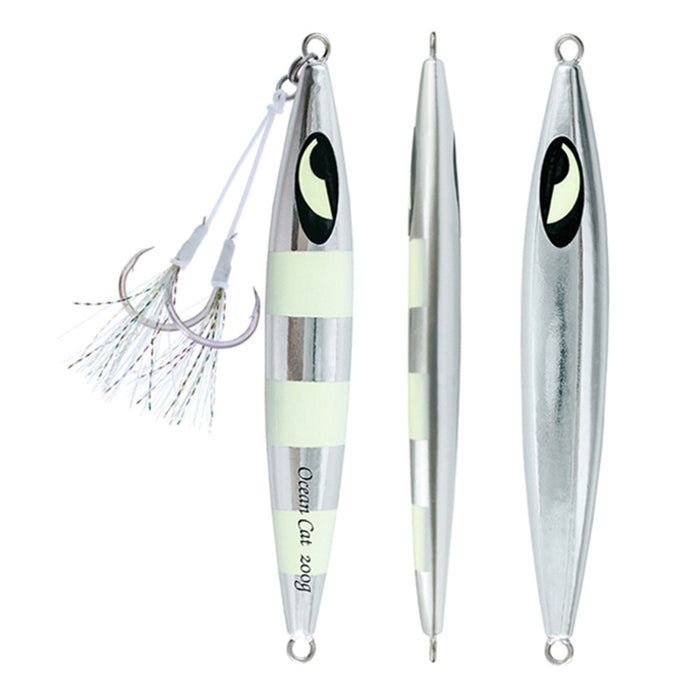 OCEAN CAT 1 pc Speed Fall Pitch Fishing Luers Sinking Vertical Lead Metal  Jigs Jigging Bait with Hook for Saltwater Fishing 160g/200g/250g/300g, Jigs