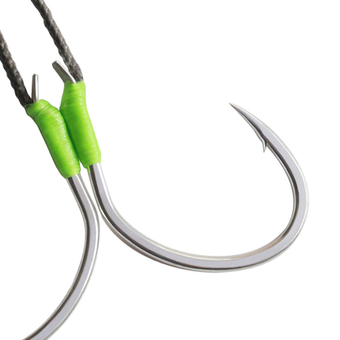 Ganci Assist Ocean Cat Per Jigging – 2 Paia Misure 2/0,3/0,4/0,5/0 – Glow Per Pesca In Profondità
