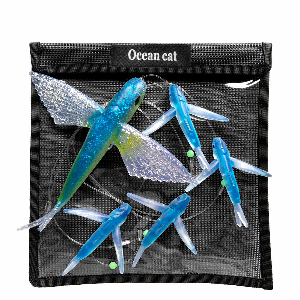 destin kayak fishing ocean lures OCEAN CAT Flying Fish Fishing Trolling Lures Baits with Rigged Hook 9/0 for Marlin Tuna Mahi Dolphin Durado Wahoo Big Game Saltwater Fishing Tackle — OCEAN CAT Fishing Tackle