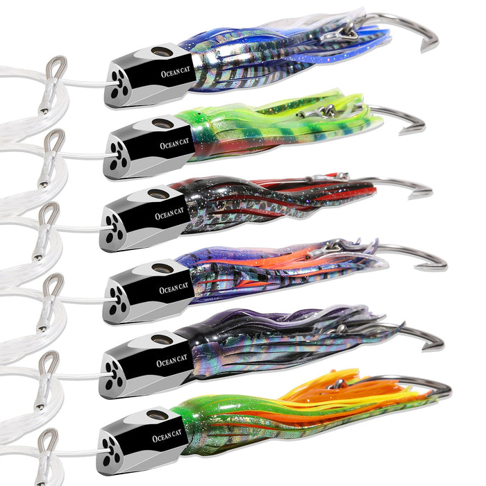 6.5 Inches/8.5 Inches Trolling Lure Bag 6 pcs Combo-Copper Head