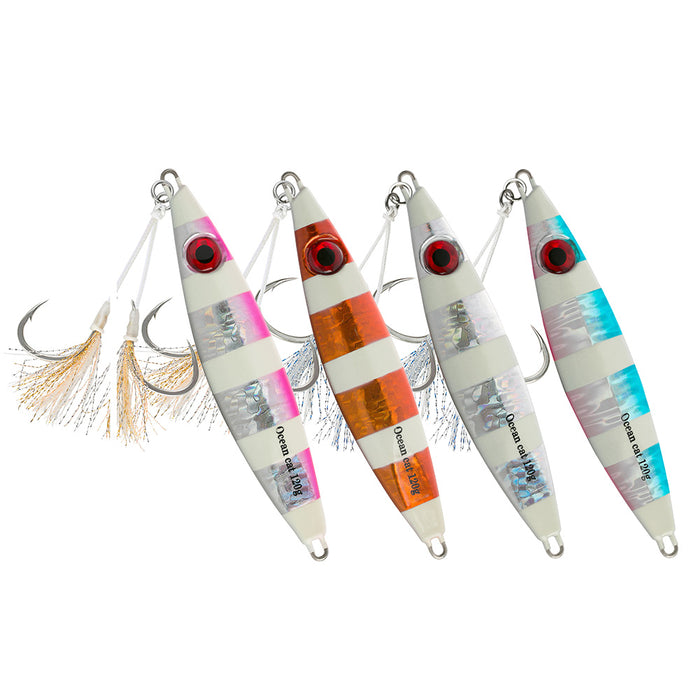 OCEAN CAT Slow Fall Pitch Fishing Lures Sinking Lead Metal Flat Jigs  Jigging Baits with Hook for Saltwater Fishing 100G/120G/180G — OCEAN CAT  Fishing Tackle