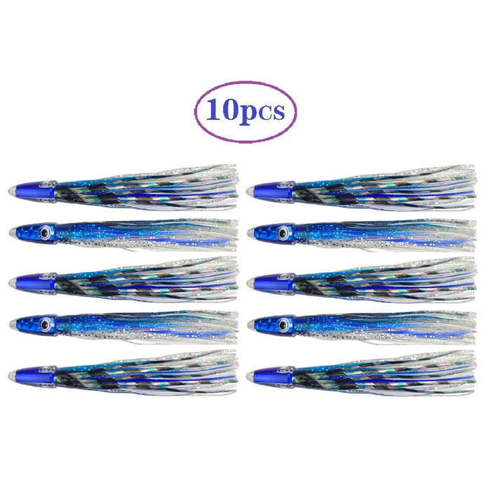  10 Pcs 5.5 Inches Hoochie Octopus Skirts Trolling