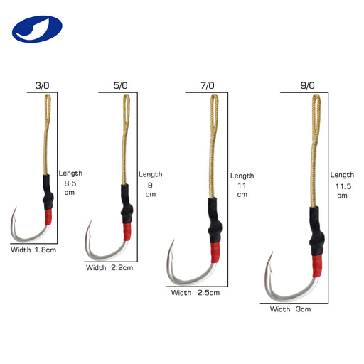 2 Pairs Fishing Double Assist Jig Hooks Steel Wire Line 1/0 2/0 3/0 5/0 7/0