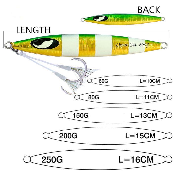  OCEAN CAT 1 PC Slow Fall Pitch Fishing Lures Sinking Lead  Metal Flat Jigs Jigging Baits with Hook for Saltwater Fishing 4 Colors  160G/200G (4 Colors Comb, 40g(1 2/5oz)) 