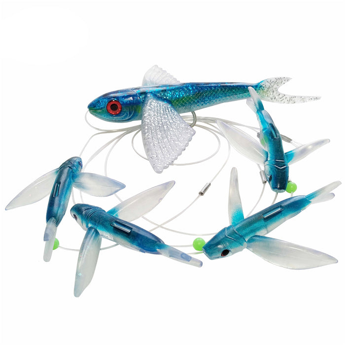 OCEAN CAT Flying Fish Fishing Trolling Lures Baits with Rigged