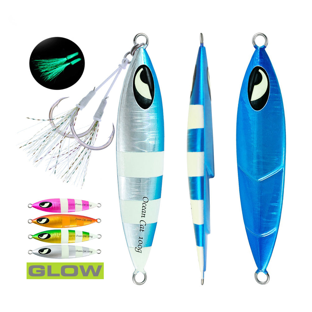 OCEAN CAT Slow Pitch Jigging Lead Metal Flat Fishing Jigs Lures Sinking  Vertical Jigging Bait with Butterfly Hook for Saltwater Fishing — OCEAN CAT  Fishing Tackle