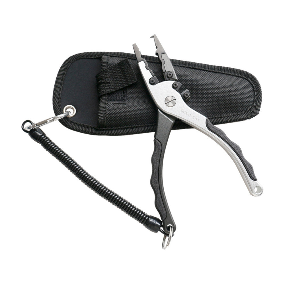 OCEAN CAT 7.5 inches Black&Silver Fishing Pliers, Replaceable