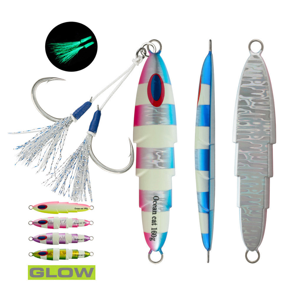OCEAN CAT 1 PC Slow Fall Pitch Fishing Lures Sinking Lead Metal Flat Jigs  Jigging Baits with Hook for Saltwater Fishing 5 Colors  80G/120G/160G/200G/250G/300G — OCEAN CAT Fishing Tackle